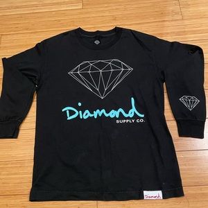 Diamond Boys Long Sleeve Top Tee Black Size Medium